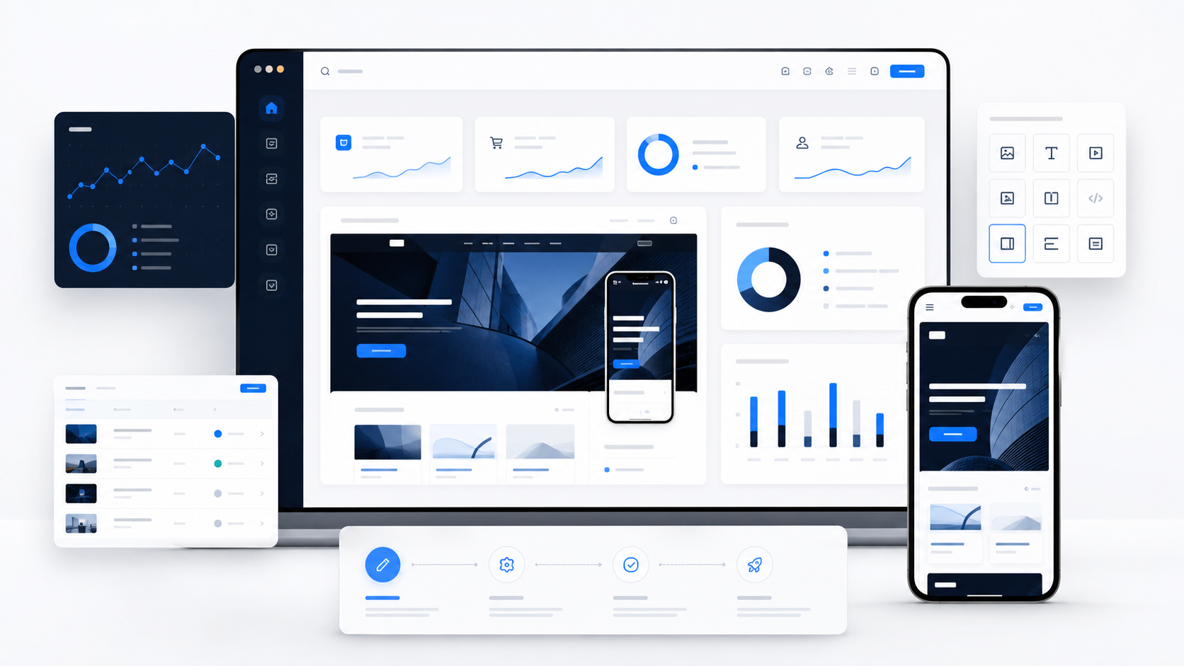 Kurumsal web tasarım projesi için responsive web arayüz kompozisyonu