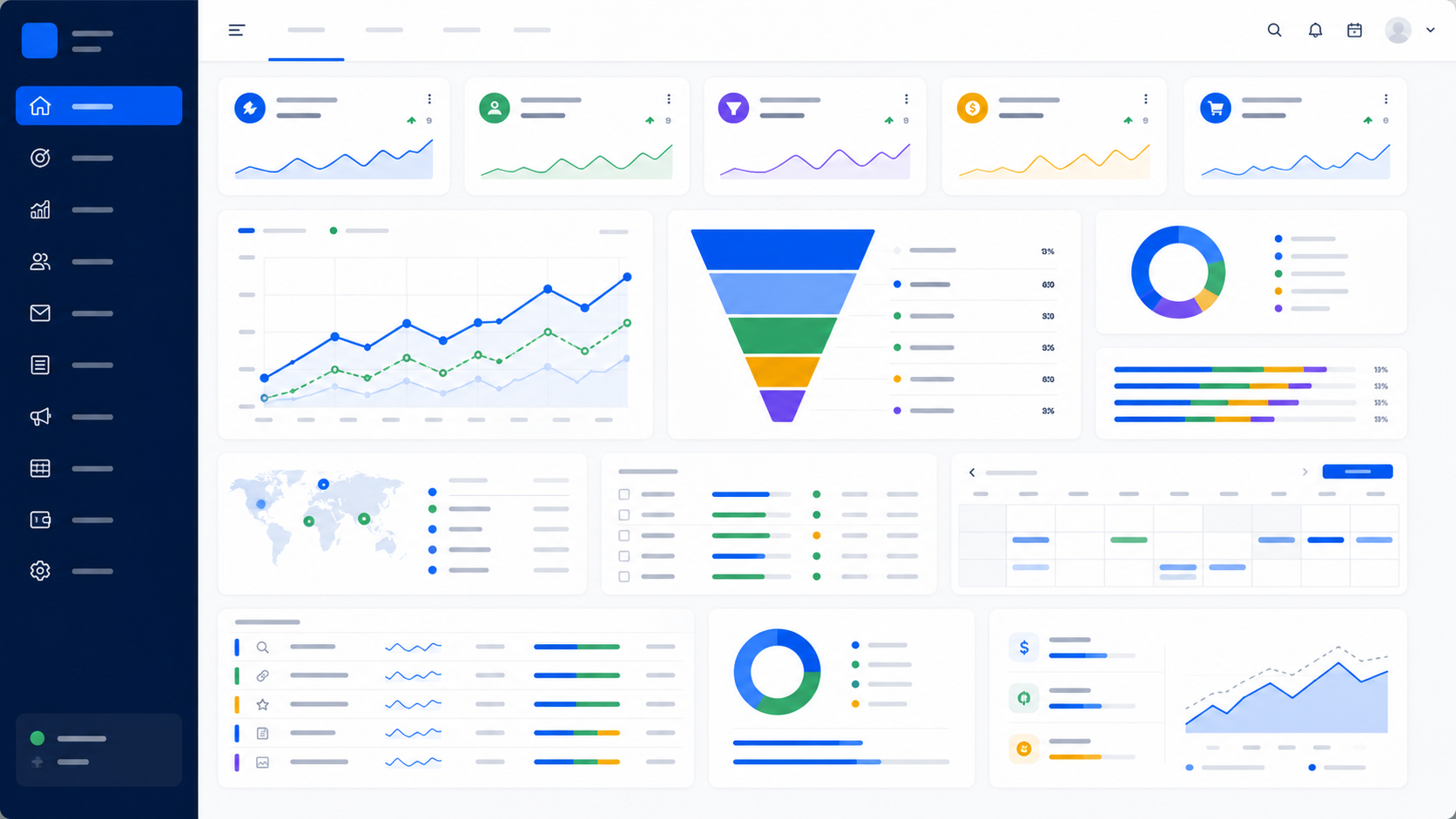 Dijital pazarlama ajansı için kampanya, SEO ve dönüşüm analitik dashboard ekranı