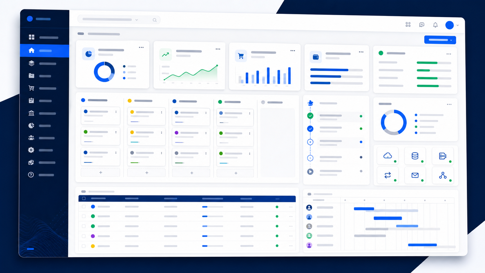 ERP iş süreçleri için onay, kaynak ve operasyon yönetim dashboard ekranı