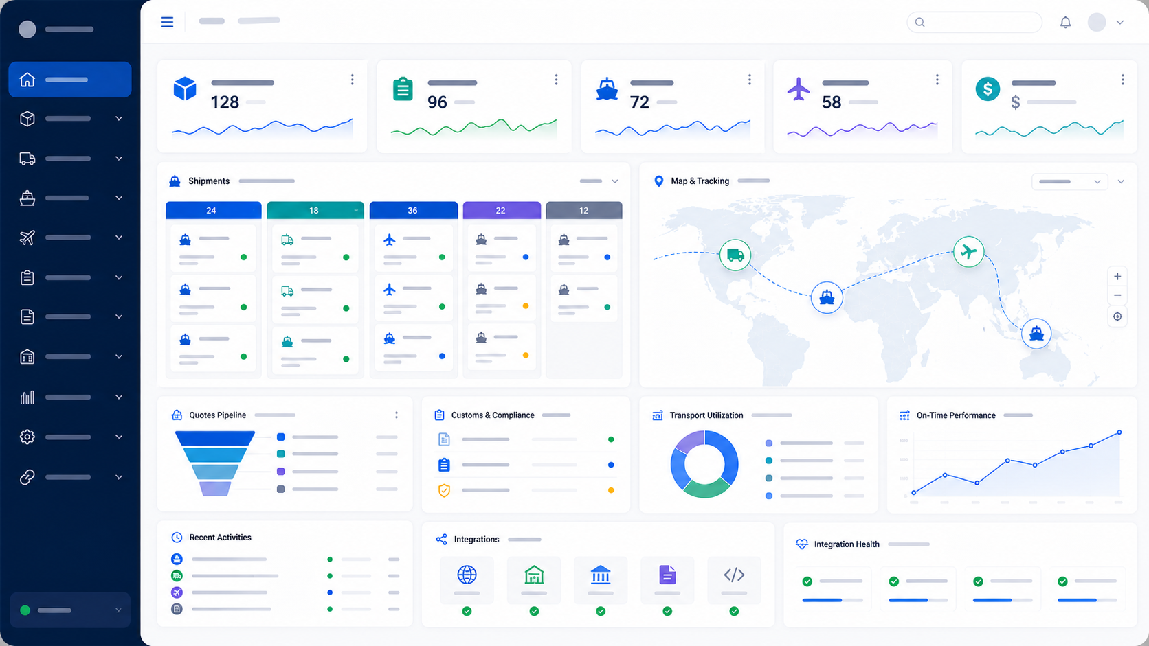 LogiSea lojistik ERP platformu operasyon dashboard ekranı